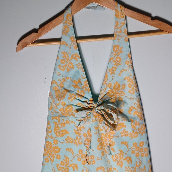Vintage Gap Halter Dress Womens 10 Mini Sun Dress Floral Flowy Beachy Coastal - Picture 2 of 10